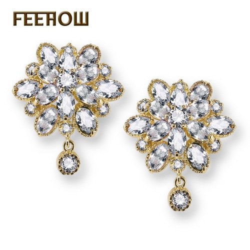 

FEEHOW fashion dragon flower AAA zircon earrings