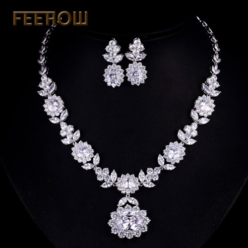 Collier boucles d'oreilles zircon FEEHOW