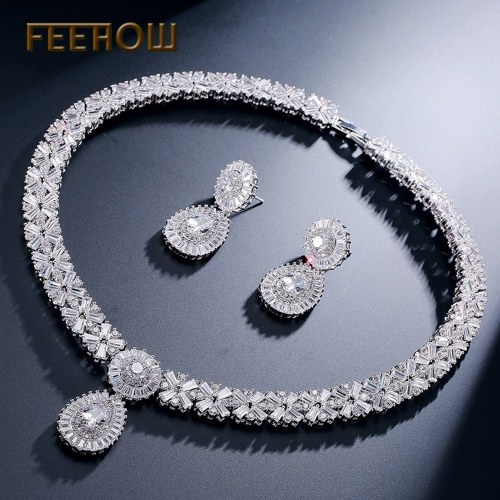 

FEEHOW Bridal Wedding Jewelry Set Chain