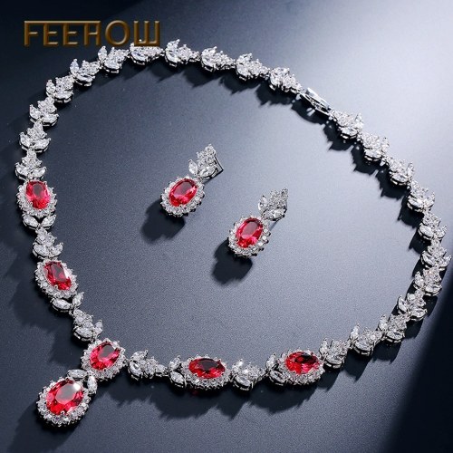 

FEEHOW bridal wedding wild jewelry set earrings necklace