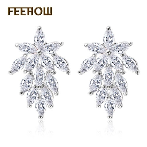 

new leaves micro-inlaid zircon earrings