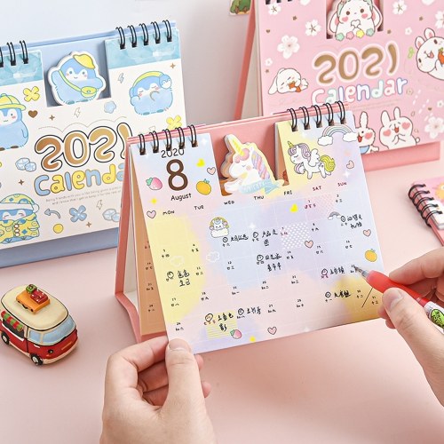 5.9''x6.3'' Mini Desk Calendar Cartoon Monthly Standing