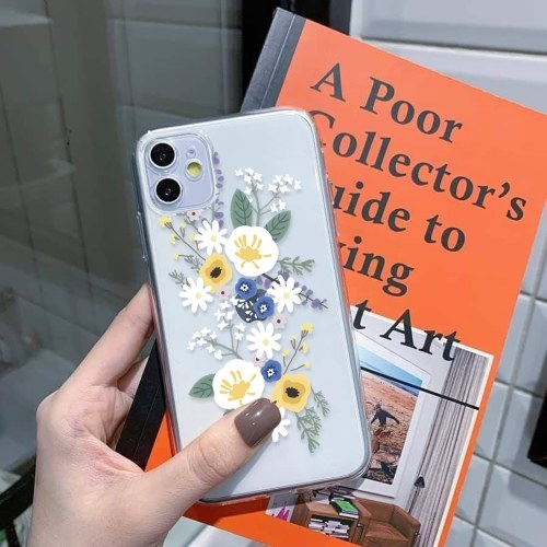 

Phonecase Transparent Floral Flower Designs Soft TPU Cover Phone Shells Shockproof Slim Flexible Protective Anti-Slip Cell Phone Cover for iphone