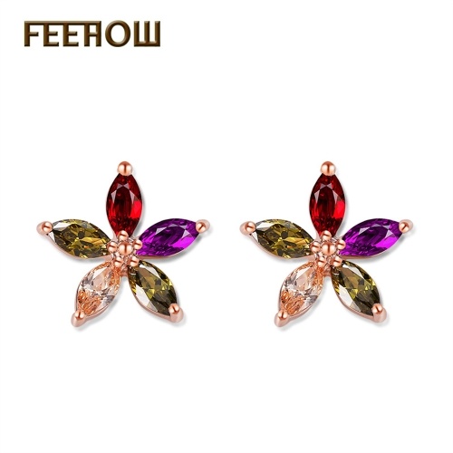 

New Mona Lisa Colorful Petals AAA Zircon Stud Earrings