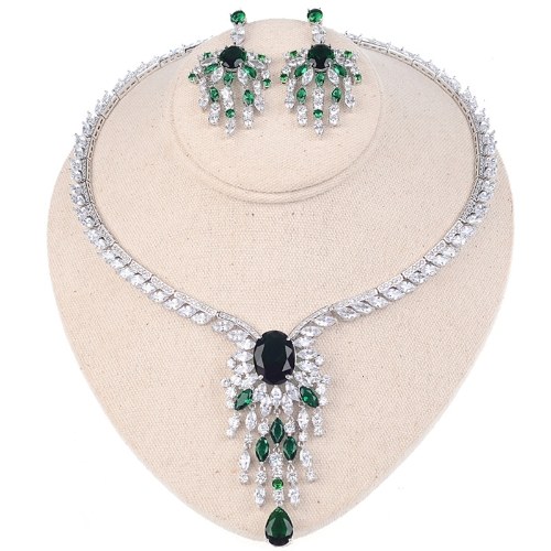 

Bride wedding necklace earrings two-piece