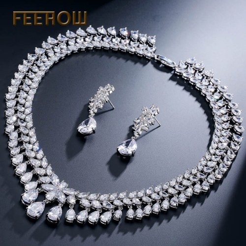 FEEHOW Luxury Fallen Colorful Zircon Set