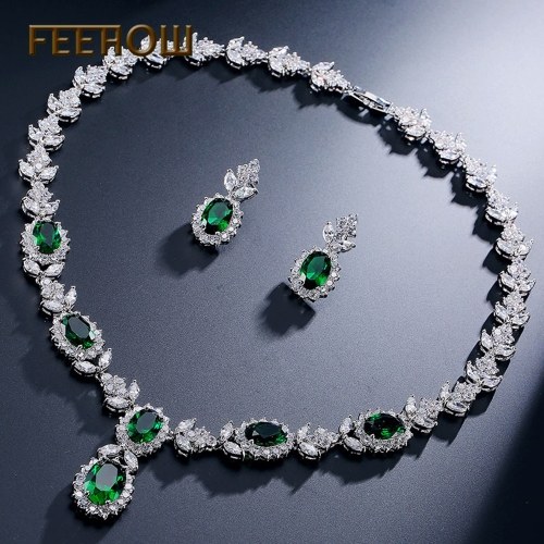 

FEEHOW bridal wedding wild jewelry set earrings necklace