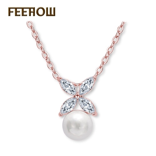 

FEEHOW AAA циркон простой жемчужное ожерелье
