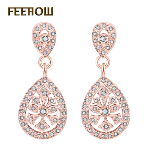 

FEEHOW AAA simple personality zircon long earrings