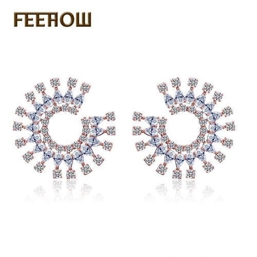 

European and American retro hot new diamond-encrusted C earrings