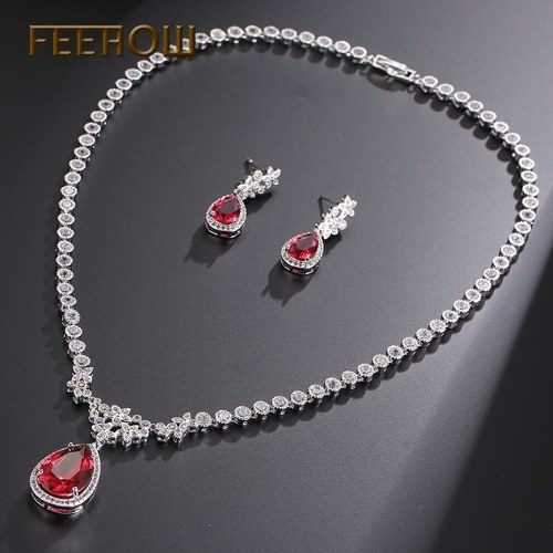 

Water Drop Flower Ornament Necklace Earrings Set