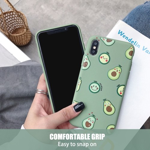 

Matcha Green Phonecase Shockproof TPU Back Cover with Cute Avocado Design Full-Body Protective Anti-Slip Cell Phone Cover For Huawei/Oppo/Vivo/iPhone (OPPO R9)