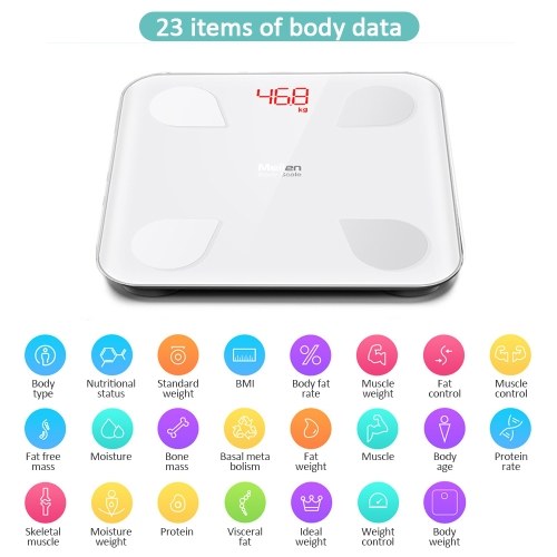 

Smart Body Fat Scale Весы BT Бытовые электронные весы Высокая точность Цифровое здоровье APP Анализ данных 23 Анализатор состава тела Монитор