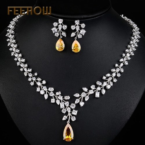 

FEEHOW Europe and America high-end jewelry AAA zircon necklace set