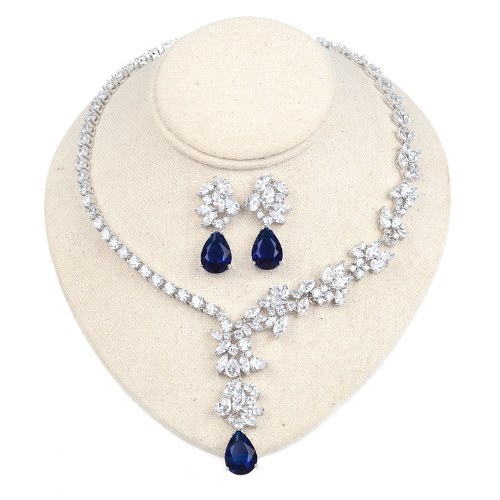 

Ultra-flash zircon micro-inlaid string flower necklace earrings set