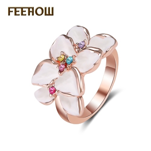 

FEEHOW fashion trend flower zircon ring