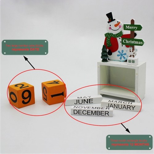 Christmas Advent Wooden Blocks Calendar Perpetual