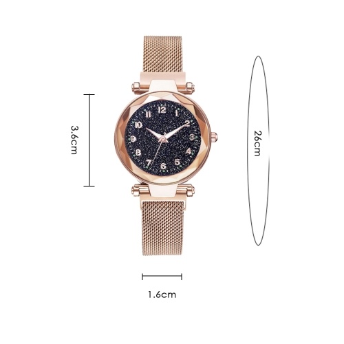 

Luminous Magnet Quartz Women Watch Wristwatch with Numbers Starry Dial for Women