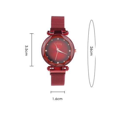 

Magnet Quartz Watch with Gradual Change Starry Dial Face for Women Girls