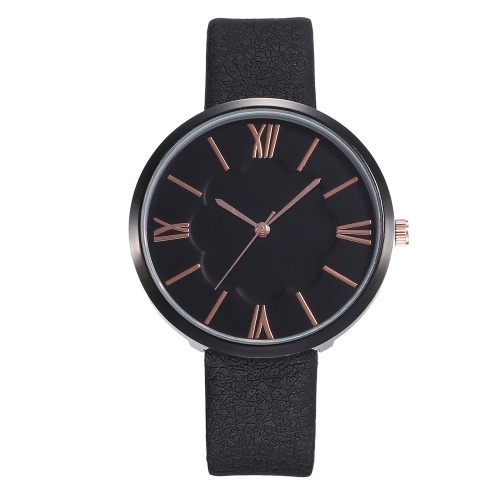 

Woman Roman Numeral Time PU Leather Band Watch