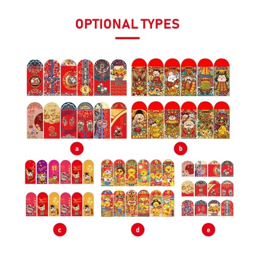 

12PCs Chinese Red Envelopes