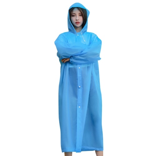 

Fashion EVA Women Raincoat Waterproof Outdoor Travel Siamese Trekking Rain Coat Non-disposable Half-transparent Tour Rain Wear Elastic Cuffs