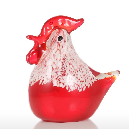 Tooarts Small Chicken Glass Home Decor Modern Sculpture Ornament Gift Animal Craft Decoration