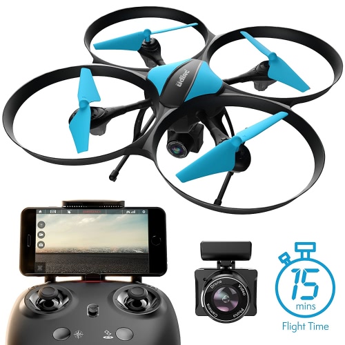 

Force1 U49W Blue Heron Drone с камерой Wi-Fi FPV, 15-мин. Время полета, Удержание высоты, Безголовый режим, Бонусная батарея Drone, 2 дополнительных мотора, RC Drone Camera - Drone for Beginners + Photography
