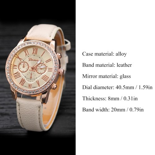 

Women Fashion Three Dials Quartz Watch Luxury Diamond Leather Band Alloy Case Wrist Watches