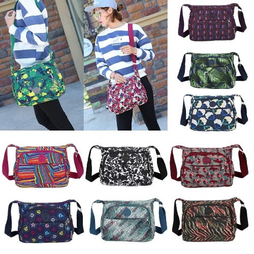 

New Women Crossbody Bag Contrast Color Print Water-Proof Multi Pockets Adjustable Strap Casual Shoulder Bag