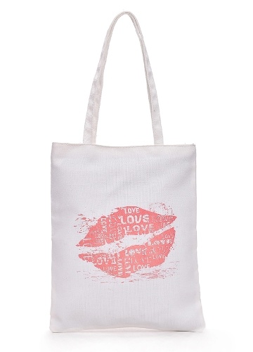 

Canvas Shoulder Bag Totes Cute Floral Cat Lips Print Large Capacity Casual Handbag Shopping Bag