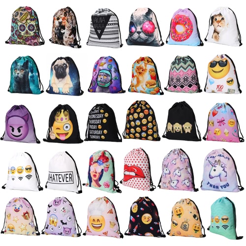 

Горячие моды Мужские Женские печати плеча Раскладной Drawstring авоську Рюкзак школа рюкзакмедицинский Тренажерный зал Спортивный