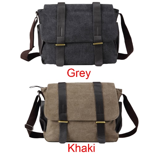 

Новая мода Мужчины Холст Crossbody мешок большой емкости Multi-Карманы Обложка молнии Повседневная Vintage сумки плеча серый / хак