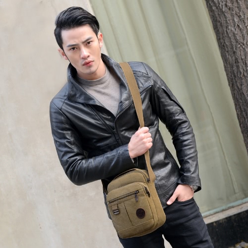 

New Fashion Men Canvas Crossbody Bag Zipped Pocket Casual Travel Outdoor Small Shoulder Bag