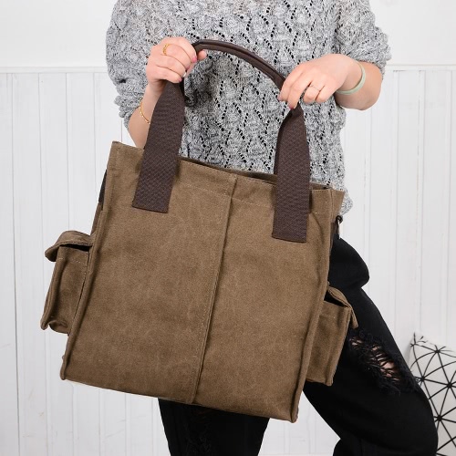 

New Unisex High-Grade Handbag Canvas Zipper Multi-Pocket Tote Casual Business Laptop Bag Shoulder Bag Crossbody bag