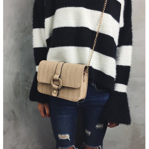 

Women Chain Shoulder Bag PU Leather Girls O-Ring Clutch Small Crossbody Bag