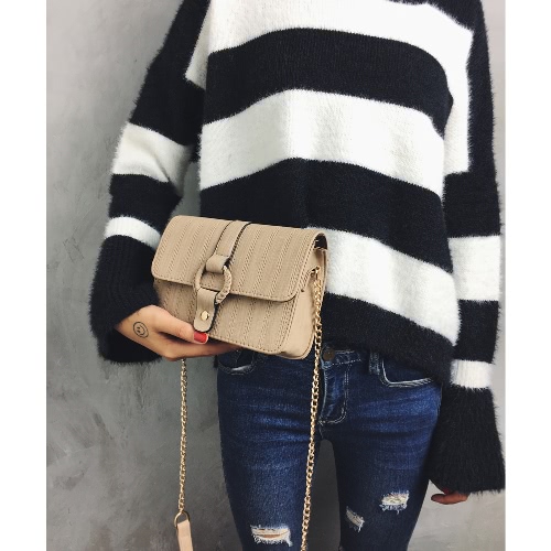 

Женская цепочка плеча Сумка PU Кожаные девушки O-Ring Clutch Small Crossbody Bag