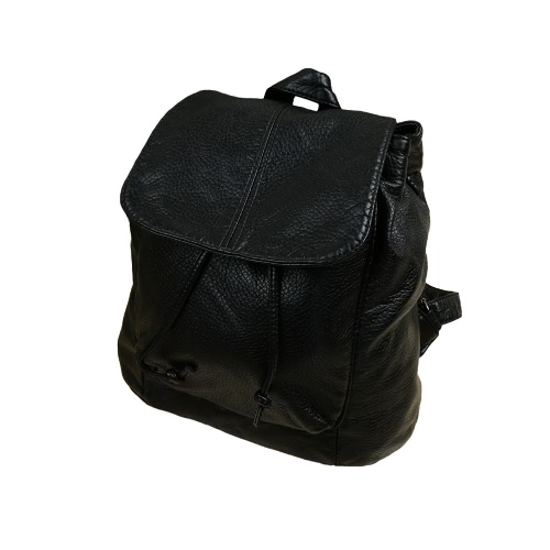 

Fashion PU Leather Drawstring Snap Cover Solid Causal Backpack for Women