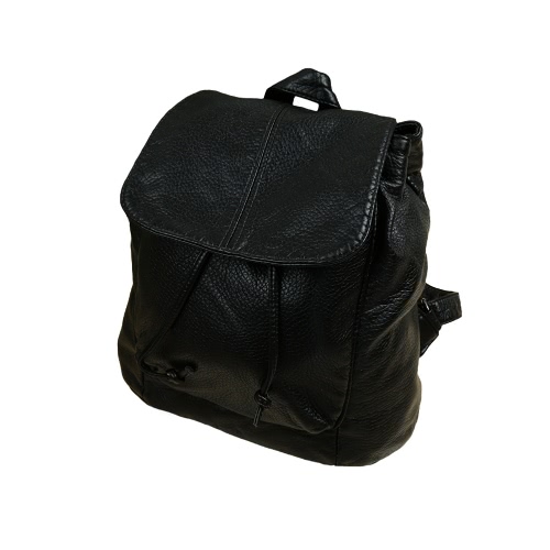 Mode Frauen Rucksack PU Leder Drawstring Snap Cover Taschen verstellbare solide kausale Umhängetasche schwarz