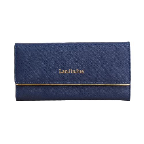 

New Fashion Women Long Wallet PU Leather Solid Color Button Coin Purse Card Holder