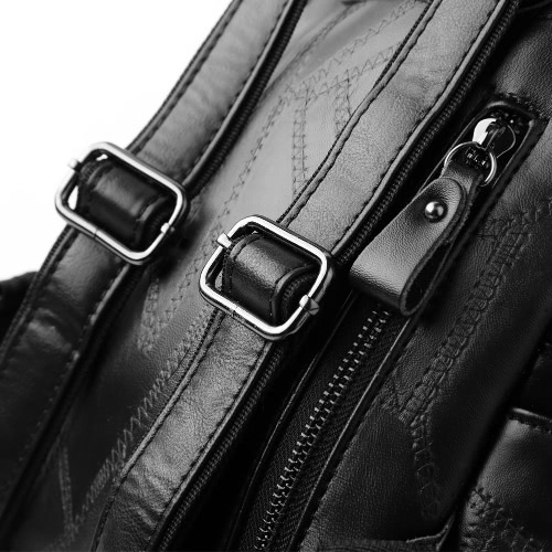 

New Korea Women PU Leather Backpack Rivet Teenage Girls Preppy Rucksack Casual School Bag Black