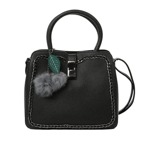 Fashion Women PU Leather Handbag Chain Front Adjustable Strap Zipper Tote Bag Crossbody Shoulder Bag