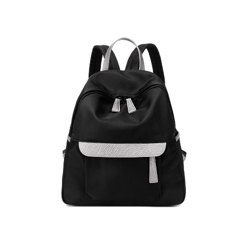 New Women Small Nylon Backpack Leather Zipper Casual Waterproof Schoolbag Travel Bag Black/Dark Blue/Dark Purple