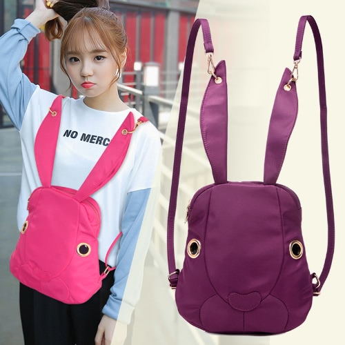 New Cute Women Nylon Backpack Waterproof Cartoon Rabbit Pockets Zipper Casual Cool Shoulder Bag
