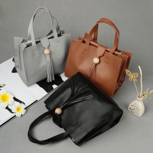 

Новая мода женщины сумочку Crossbody мешок мягкий PU кисточкой сплошного цвета вскользь плеча Сумка Черный / Серый / Коричневый