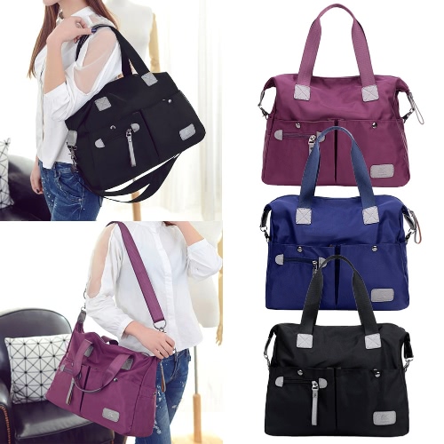 

New Fashion Women Handbag Nylon Oxford Large Capacity Multi Pockets Casual Shoulder Crossbody Bag Tote Purple/Black/Blue