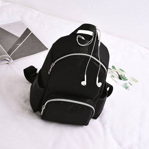 

Men Women Nylon Backpack Earphone Pot Zipper Adjustable Strap Casual School Travel Shoulder Bag