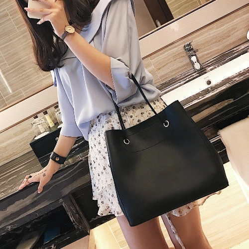 Women Handbag Set PU Leather Casual Tote Bag Shoulder Bag Solid Composite Bag Set