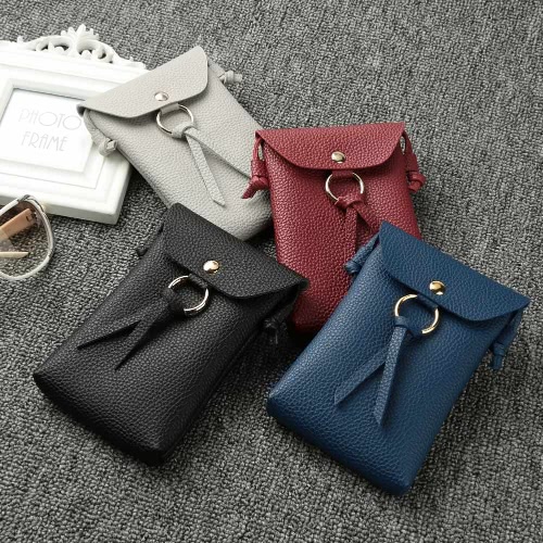 

Women Mini Shoulder Bag PU Leather Solid Square Flap Front Small Casual Messenger Bag Crossbody Bag