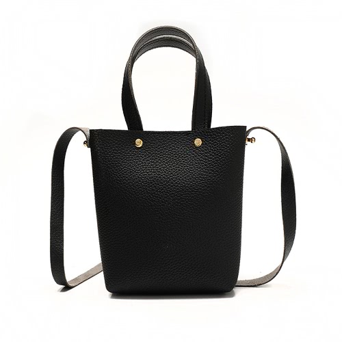 New Fashion Women Small PU Leather Lichee Pattern Handbag Shoulder Crossbody Bag Mini Bucket